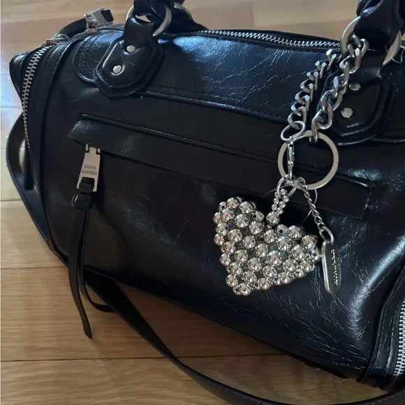 Steve Madden Black Satchel with Silver Accents - Picture 9 of 9